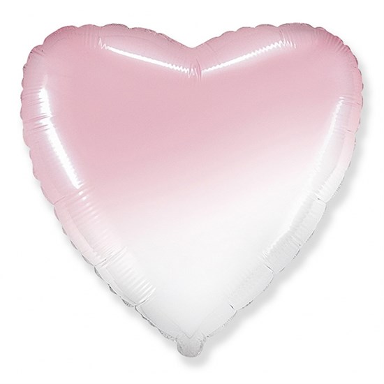 Сердце 80 см бело-розовый градиент / Heart White-Pink gradient с гелием 206500BGRS - фото 8047