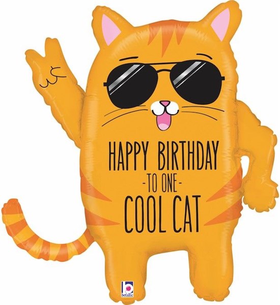 Фигура Крутой кот Cool Cat Happy Birthday 83 см с гелием 1207-4334, 35679 - фото 8259