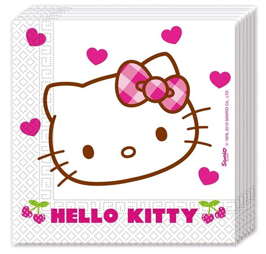 Салфетки 33*33 "Хэллоу-Китти" / Hello Kitty Hearts 20 шт 81794 - фото 9025