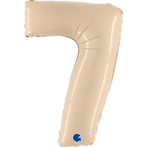Цифра 7 кремовый сатин 100 см с гелием (G 40 /Грабо) 400400SCR-1
