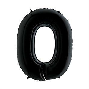 Цифра 0 черная 100 см с гелием (G 40 /Грабо) 040K