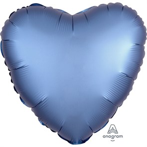 Сердце 45 см синий лазурный сатин / Satin Luxe Azure Heart с гелием (An 18 /Анаграм) 1204-0633