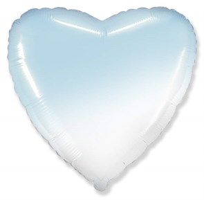 Сердце 80 см бело-голубой градиент / Heart White-Blue gradient с гелием (F 32 /Флексметал) 206500BGA