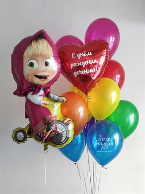 Набор Маша и Медведь, Маша на велосипеде (11 шаров) 03336