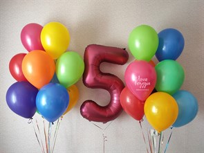 Набор с бордовой цифрой 5 (20 шаров) 03640