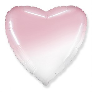 Сердце 80 см бело-розовый градиент / Heart White-Pink gradient с гелием 206500BGRS